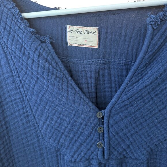 Free People Easy Sunday Relaxed Fit Waffle Textured Long Sleeve Top Women's S - Picture 3 of 7